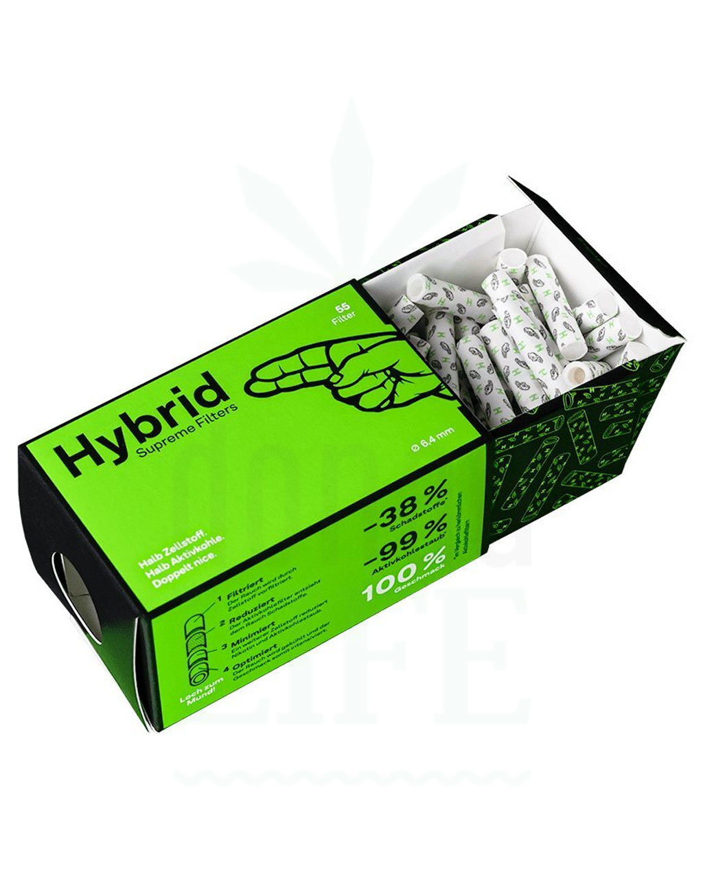 HYBRID-aktiivihiilisuodatin + selluloosa, 6,4 mm, 50 kpl