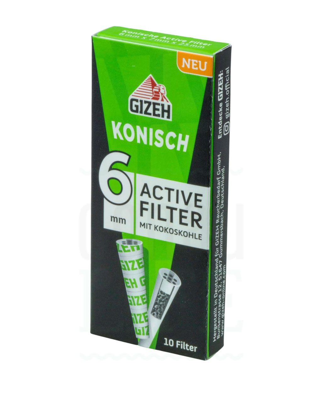  Gizeh Slim Active Carbon Filters, 6 mm - 20 Bags