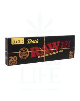 tillverkade av hampa RAW Classic Black Cones King Size | 20 st