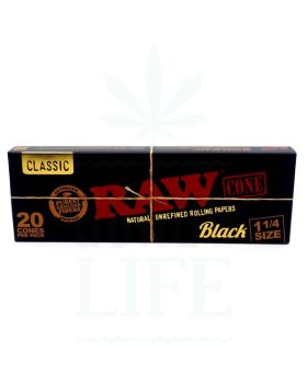 made of hemp RAW Black Classic Cones 1 1/4 | 20 pieces