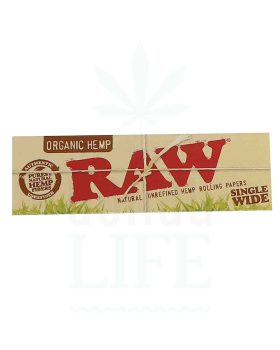 valmistettu hampusta RAW Organic Hemp Single Wide Papers | 50 arkkia